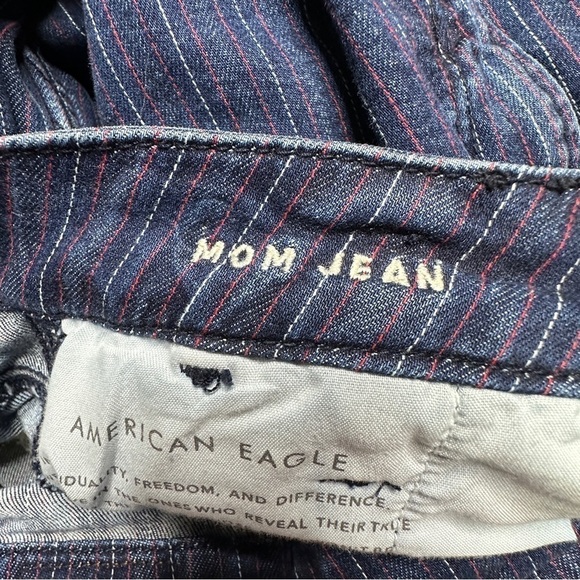 AE cropped pin stripe denim pants mom jean 8 short - Picture 9 of 9